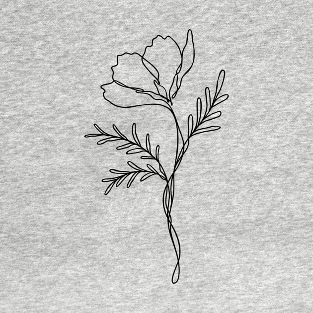 Wildflower Line Art | Floral Botanical Minimalist Lineart by RachelFCreative